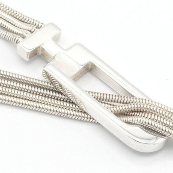 Gucci Sterling Silver Three Strand Lariat w Square G Clasp - Picture 4 of 14